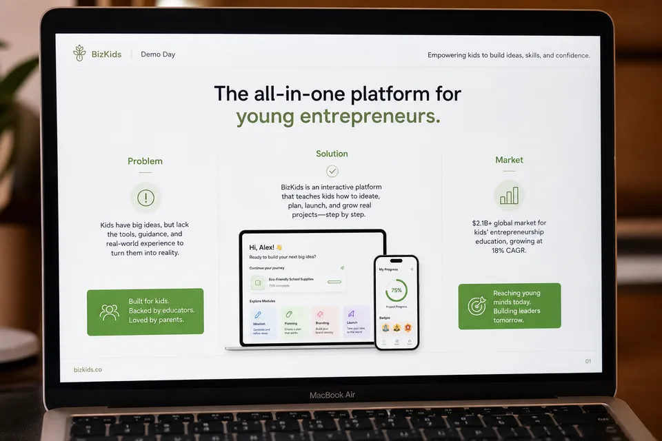 Student Demo Day pitch deck screenshot from entrepreneurship course