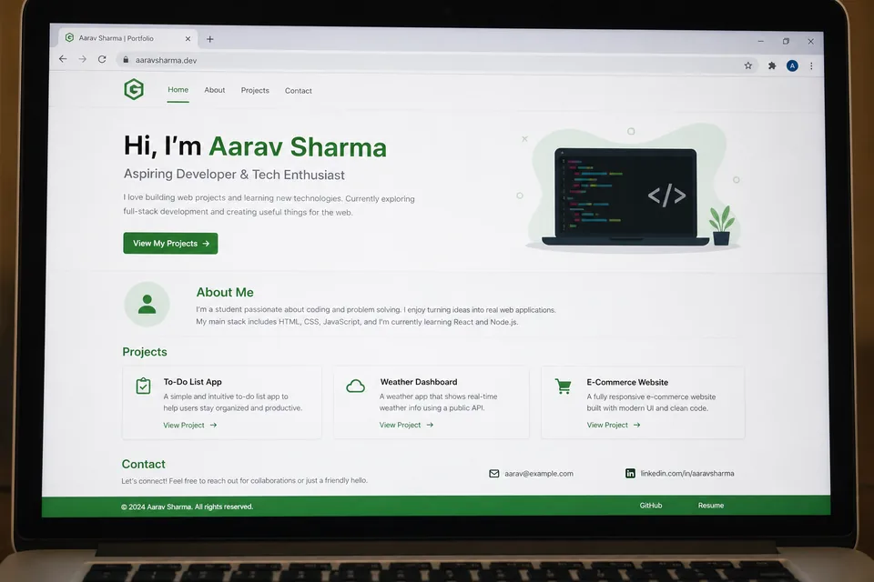 Sample student portfolio website built with HTML CSS and JavaScript